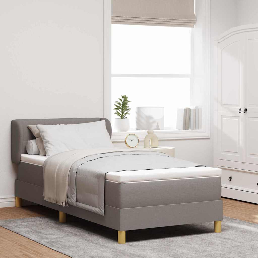 Box spring seng med hovedgrde Grbrun 90 x 200 cm Stof
