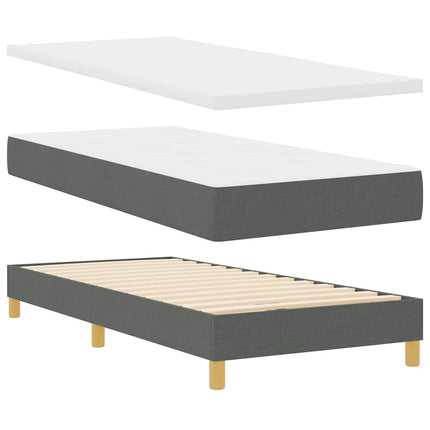 Box spring seng med hovedgærde Mørkegrå 100 x 200 cm Stof