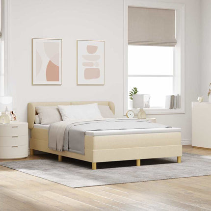 Box spring seng med hovedgærde Creme 160 x 200 cm Stof