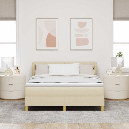 Box spring seng med hovedgærde Creme 160 x 200 cm Stof