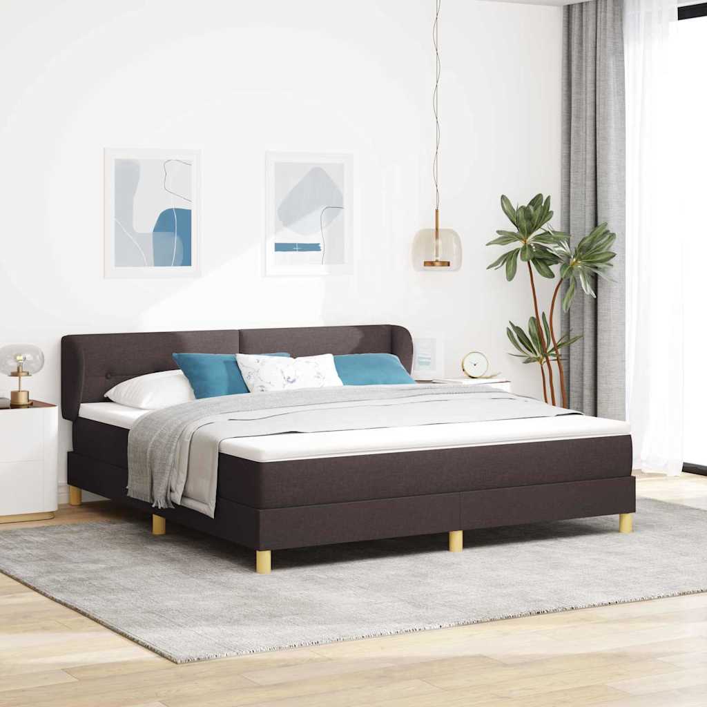 Box spring seng med hovedgrde Mrk Brun 180 x 200 cm Stof