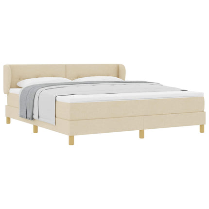 Box spring seng med hovedgærde Creme 180 x 200 cm Stof