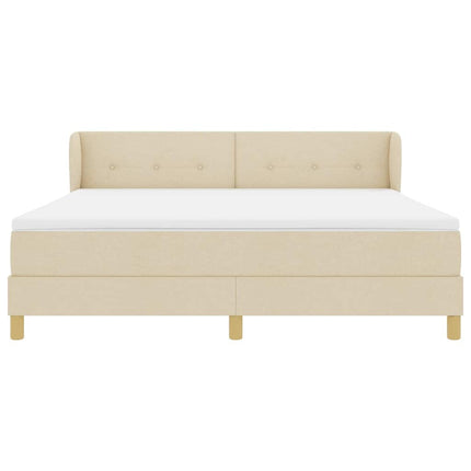 Box spring seng med hovedgærde Creme 180 x 200 cm Stof