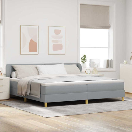 Box spring seng med hovedgærde Lysegrå 200 x 200 cm Stof