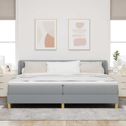 Box spring seng med hovedgærde Lysegrå 200 x 200 cm Stof