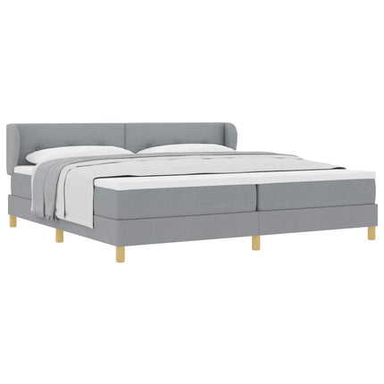 Box spring seng med hovedgærde Lysegrå 200 x 200 cm Stof