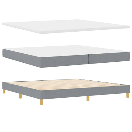 Box spring seng med hovedgærde Lysegrå 200 x 200 cm Stof