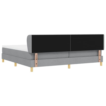 Box spring seng med hovedgærde Lysegrå 200 x 200 cm Stof
