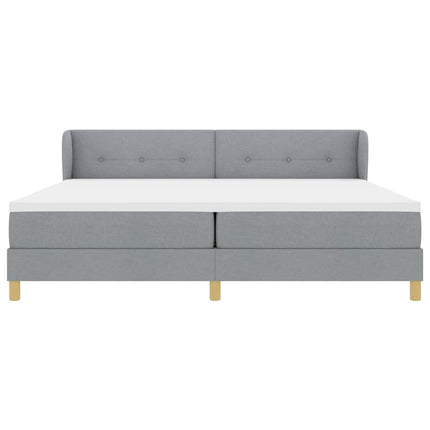 Box spring seng med hovedgærde Lysegrå 200 x 200 cm Stof