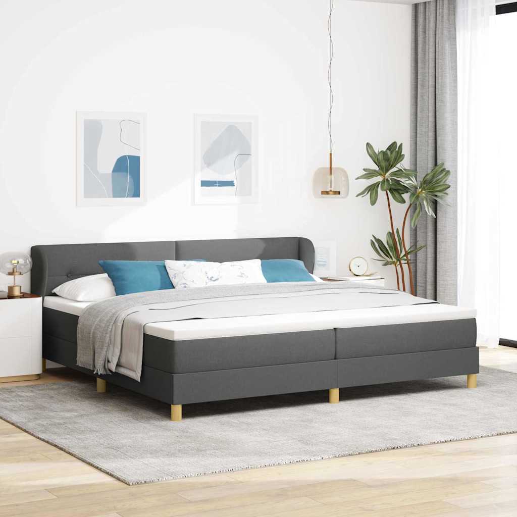 Box spring seng med hovedgrde Mrkegr 200 x 200 cm Stof