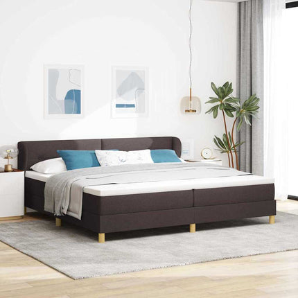 Box spring seng med hovedgærde Mørk Brun 200 x 200 cm Stof