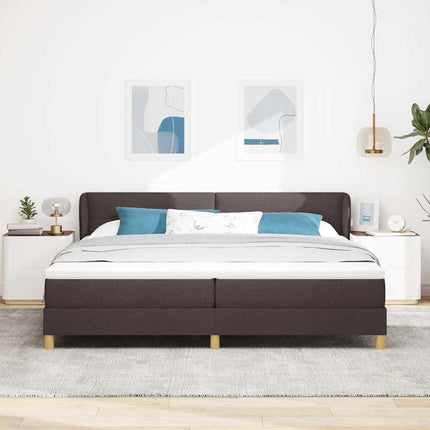 Box spring seng med hovedgærde Mørk Brun 200 x 200 cm Stof