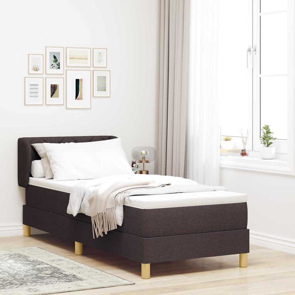 Box Spring Seng Med Hovedgærde Stof - Mørkebrun / 80 X 200 cm / Design med diamantblokke