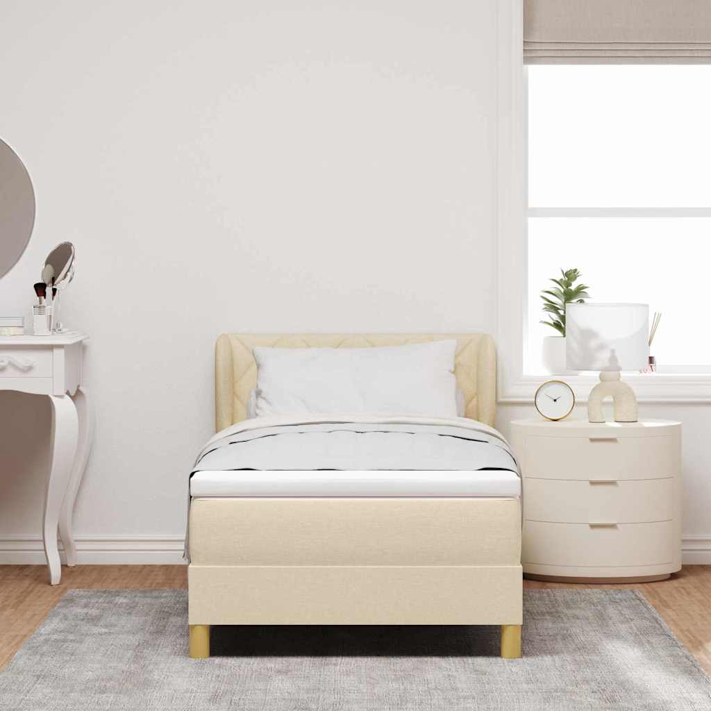 Box spring seng med madras Creme 90 x 200 cm Stof