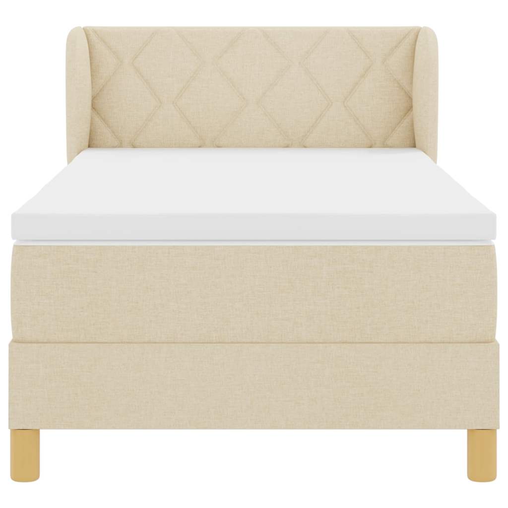 Box spring seng med madras Creme 90 x 200 cm Stof