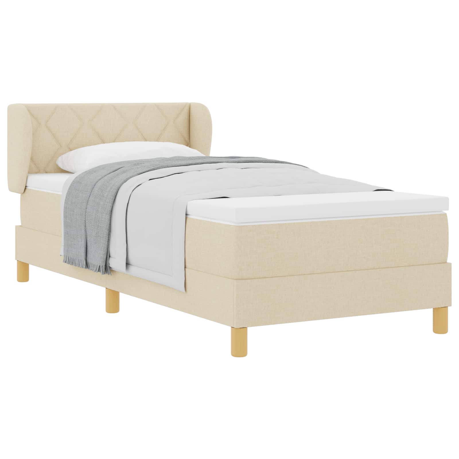 Box spring seng med madras Creme 100 x 200 cm Stof