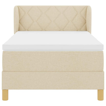 Box spring seng med hovedgærde Creme 100 x 200 cm Stof
