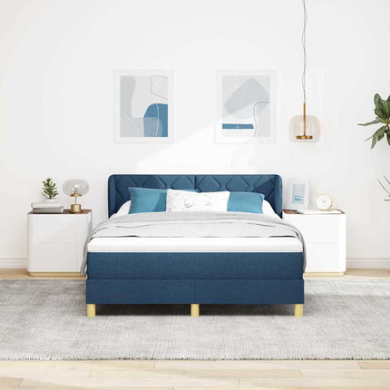 Box spring seng med hovedgærde Blå 140 x 190 cm Stof