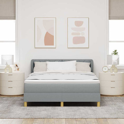 Box spring seng med hovedgærde Lysegrå 140 x 200 cm Stof