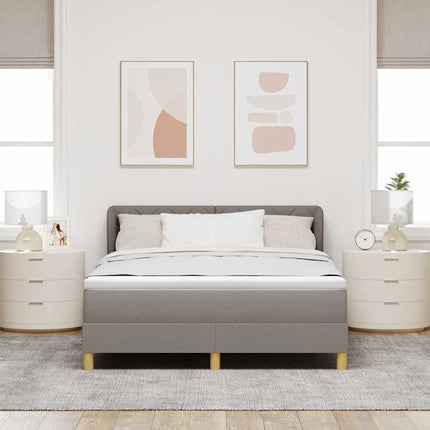 Box spring seng med hovedgærde Gråbrun 160 x 200 cm Stof
