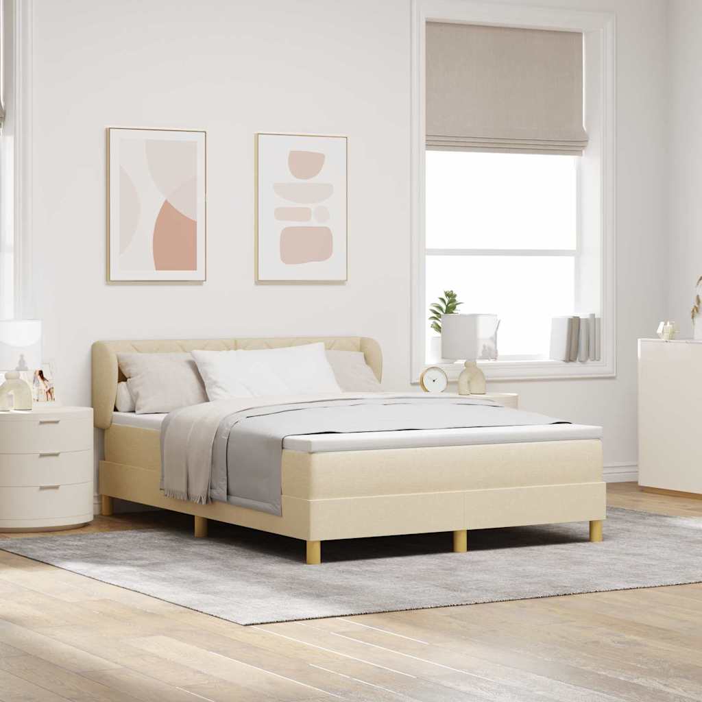 Box spring seng med hovedgrde Creme 160 x 200 cm Stof