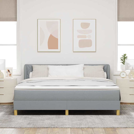 Box spring seng med hovedgærde Lysegrå 180 x 200 cm Stof