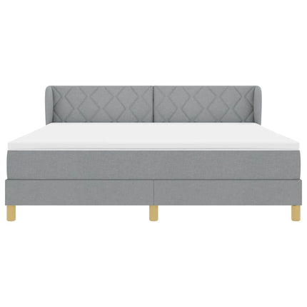 Box spring seng med hovedgærde Lysegrå 180 x 200 cm Stof