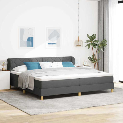 Box spring seng med hovedgærde Mørkegrå 200 x 200 cm Stof