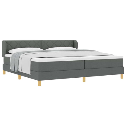 Box spring seng med hovedgærde Mørkegrå 200 x 200 cm Stof