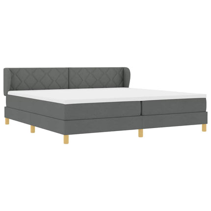 Box spring seng med hovedgærde Mørkegrå 200 x 200 cm Stof