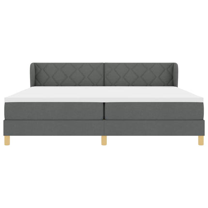 Box spring seng med hovedgærde Mørkegrå 200 x 200 cm Stof