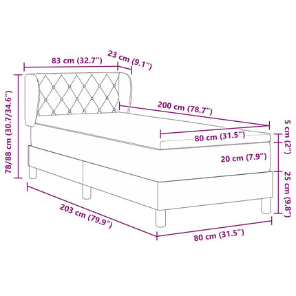 Box spring seng med hovedgærde Mørkeblå 80 x 200 cm Fløjl