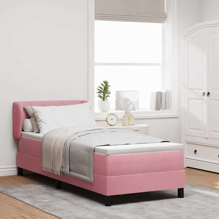 Box spring seng med hovedgærde Lyserød 80 x 200 cm Fløjl