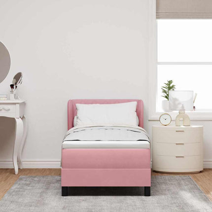 Box spring seng med hovedgærde Lyserød 80 x 200 cm Fløjl
