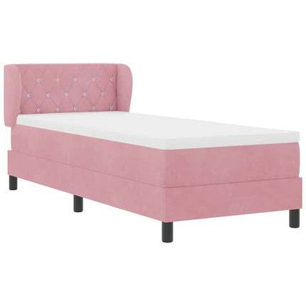 Box spring seng med hovedgærde Lyserød 80 x 200 cm Fløjl