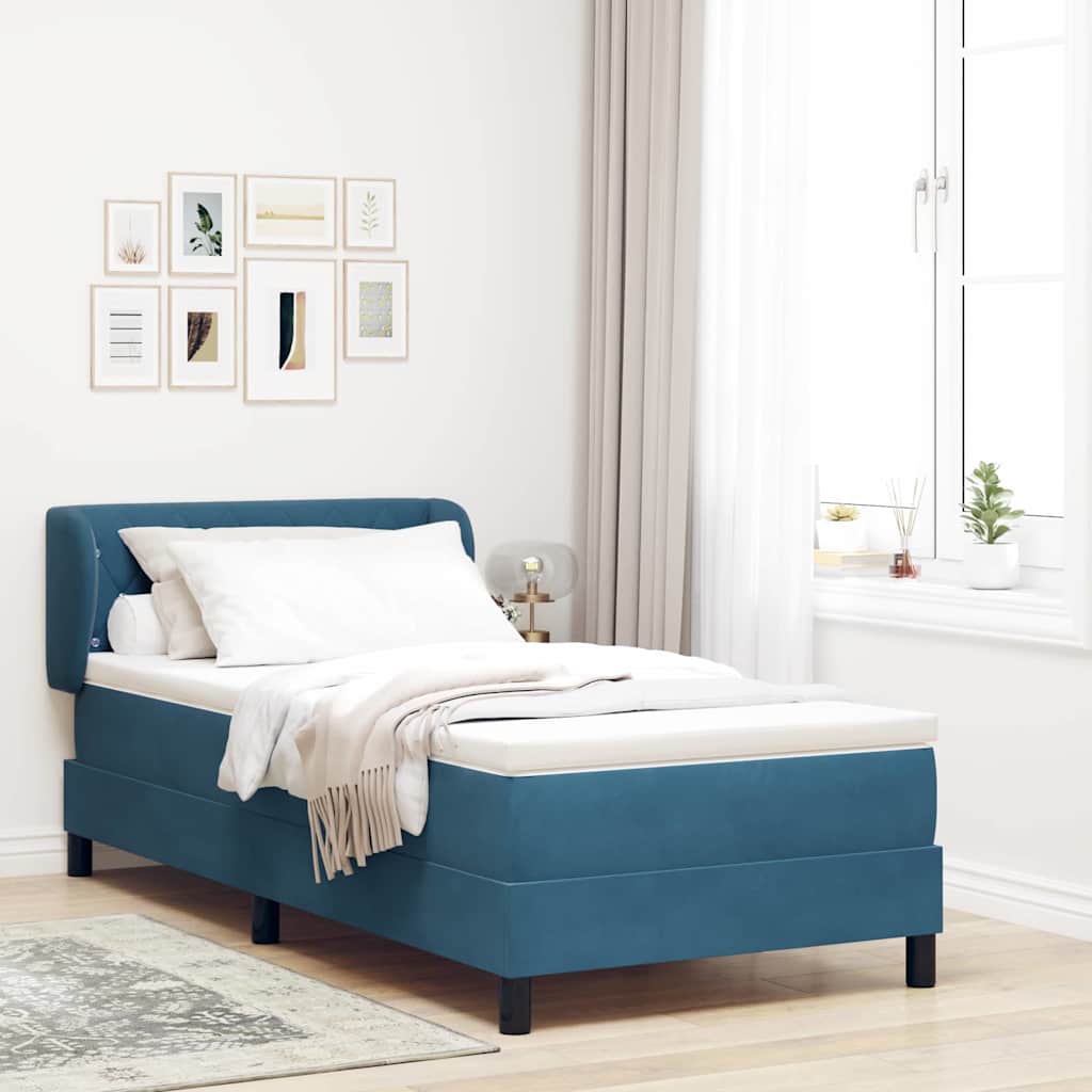 Box spring seng med hovedgrde Mrkebl 90 x 190 cm Fljl