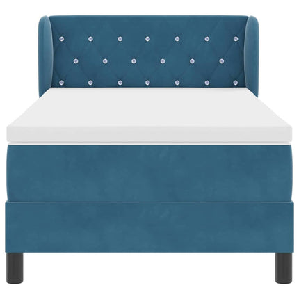 Box spring seng med hovedgærde Mørkeblå 90 x 190 cm Fløjl