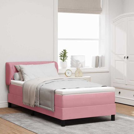 Box spring seng med hovedgærde Lyserød 90 x 200 cm Fløjl