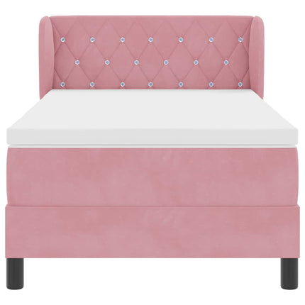 Box spring seng med hovedgærde Lyserød 90 x 200 cm Fløjl