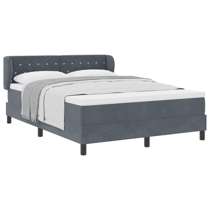 Box spring seng med hovedgærde Mørkegrå 140 x 190 cm Fløjl