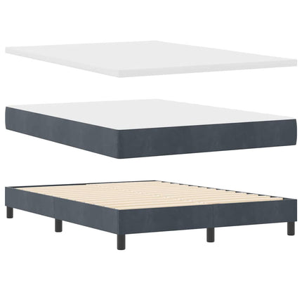 Box spring seng med hovedgærde Mørkegrå 140 x 190 cm Fløjl