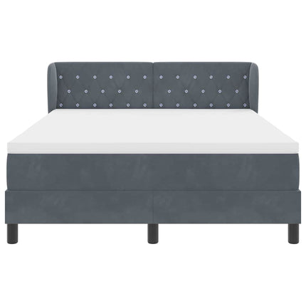 Box spring seng med hovedgærde Mørkegrå 140 x 190 cm Fløjl
