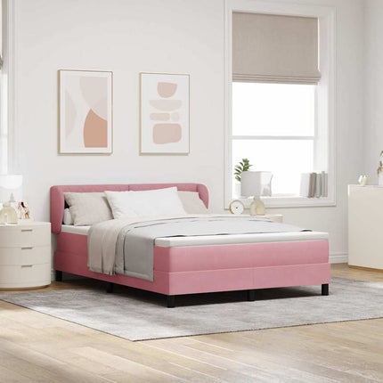 Box spring seng med hovedgærde Lyserød 140 x 190 cm Fløjl