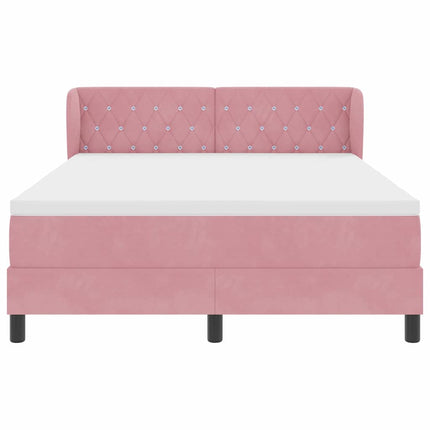 Box spring seng med hovedgærde Lyserød 140 x 190 cm Fløjl