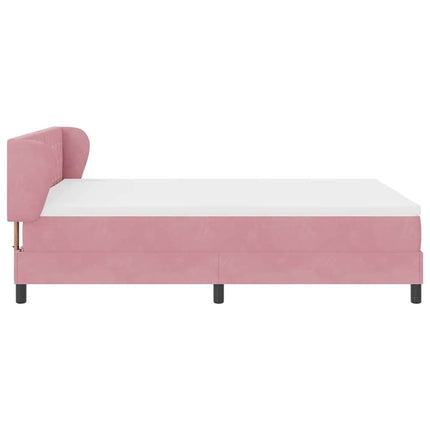 Box spring seng med hovedgærde Lyserød 140 x 190 cm Fløjl