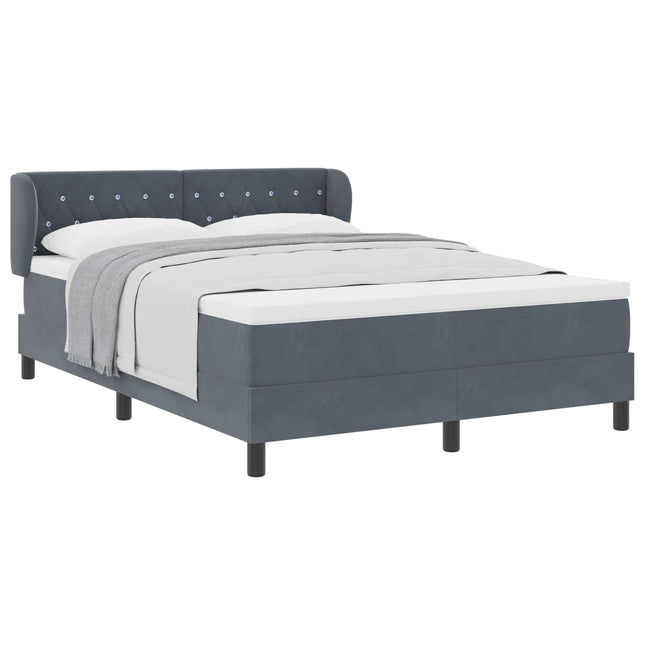 Box spring seng med hovedgærde Mørkegrå 140 x 200 cm Fløjl