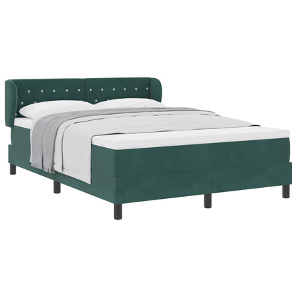 Box spring seng med hovedgærde Mørkegrøn 160 x 200 cm Fløjl