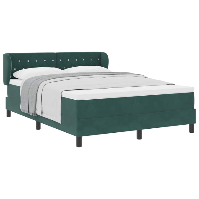 Box spring seng med hovedgærde Mørkegrøn 160 x 200 cm Fløjl