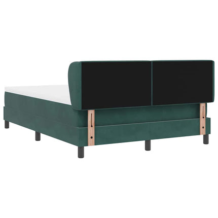 Box spring seng med hovedgærde Mørkegrøn 160 x 200 cm Fløjl