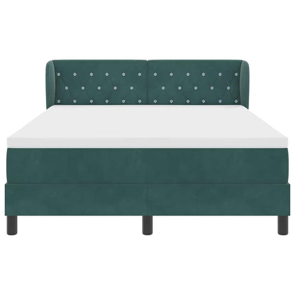 Box spring seng med hovedgærde Mørkegrøn 160 x 200 cm Fløjl